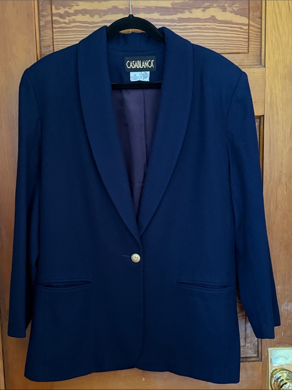Casablanca Blazer 100% Pure Wool Size 14 Navy Blue